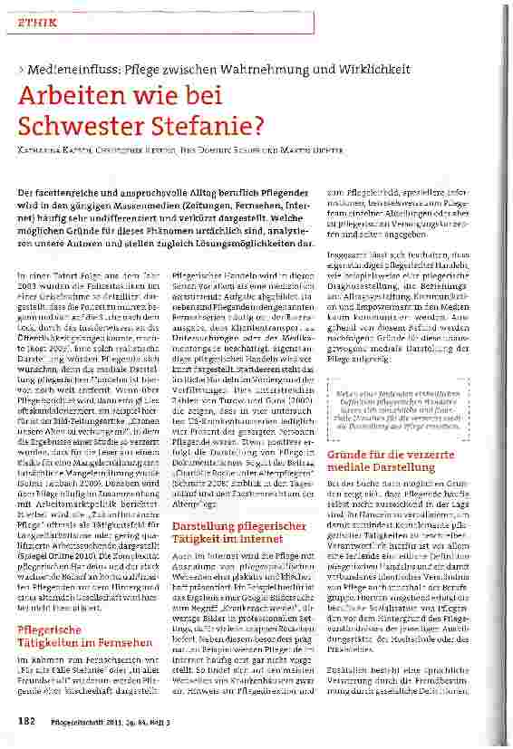 Vorschauseite 1: Medieneinfluss: Pflege zwischen Wahrnehmung und WirklichkeitArbeiten wie bei Schwester Stefanie?