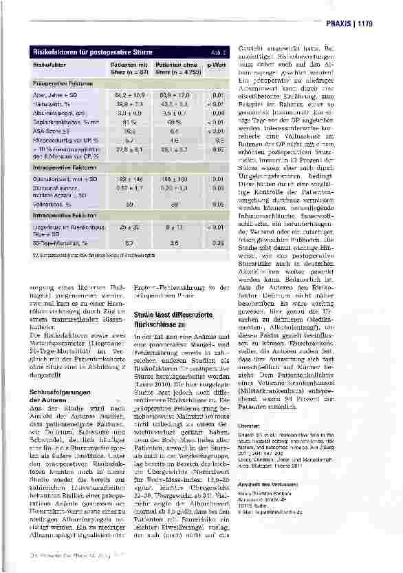 Vorschauseite 3: Welche Faktoren führen zum postoperativen Sturz?