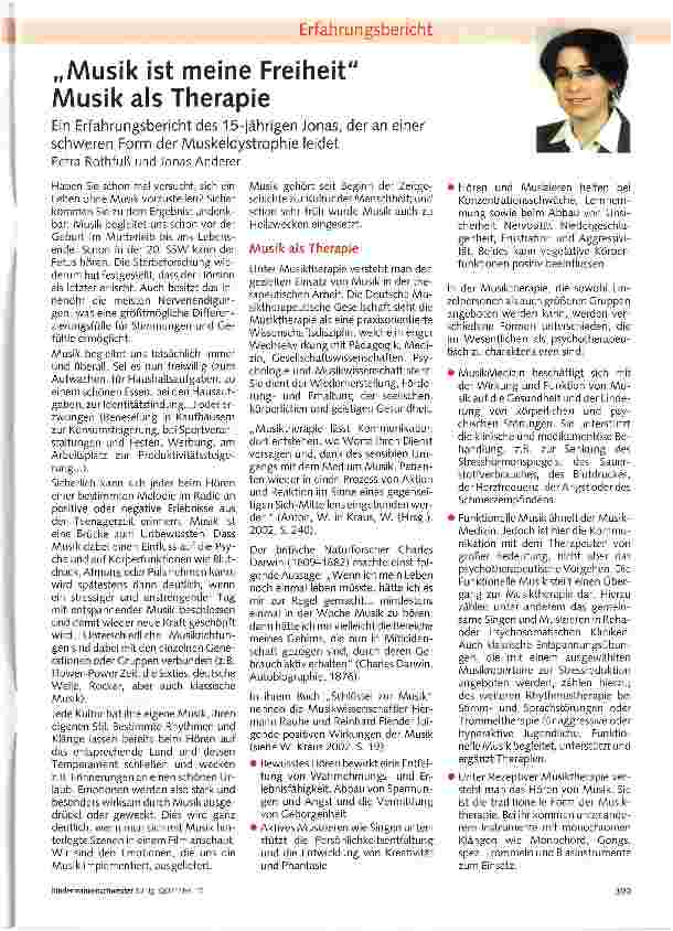 Vorschauseite 1: „Musik ist meine Freiheit Musik als Therapie