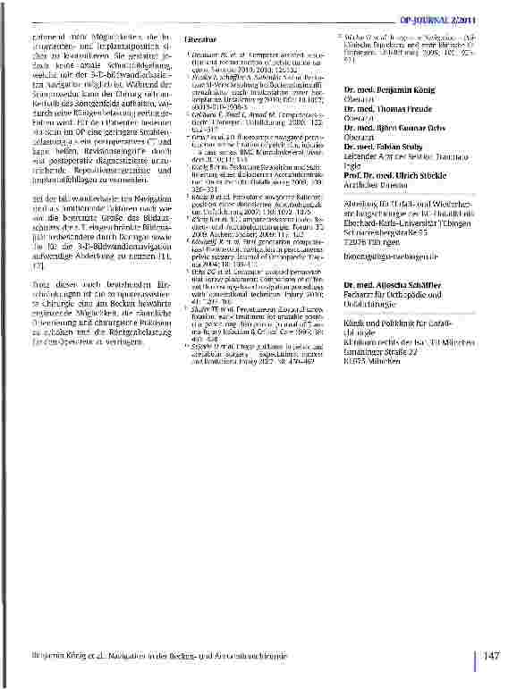 Vorschauseite 4: Navigation in der Beckenund Acetabulumchirurgie