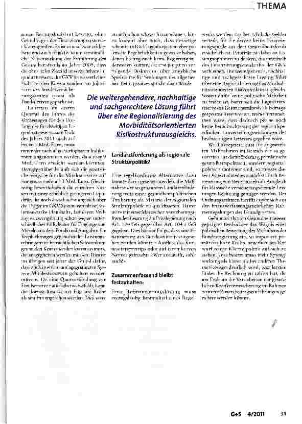 Vorschauseite 4: GKV-Versorgungsstrukturgesetz: Vergibt der Gesetzgeber eine Chance?