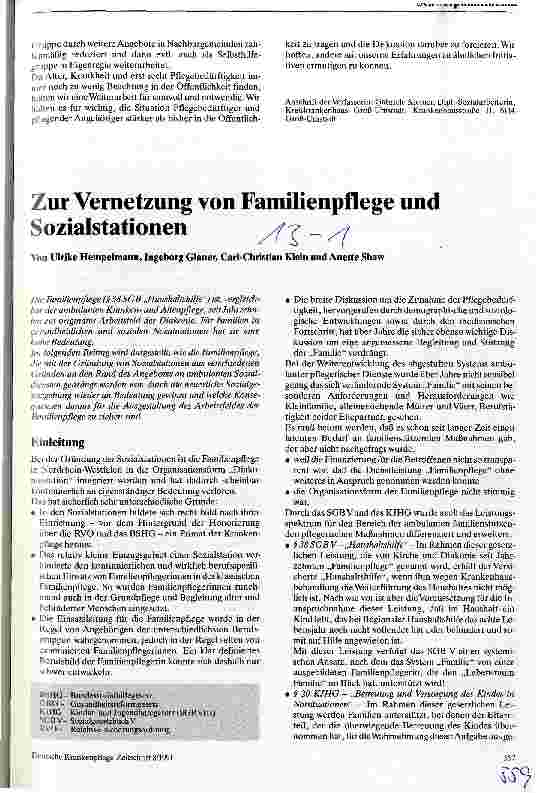 Vorschauseite 1: Zur Vernetzung von Familienpflege und Sozialstationen