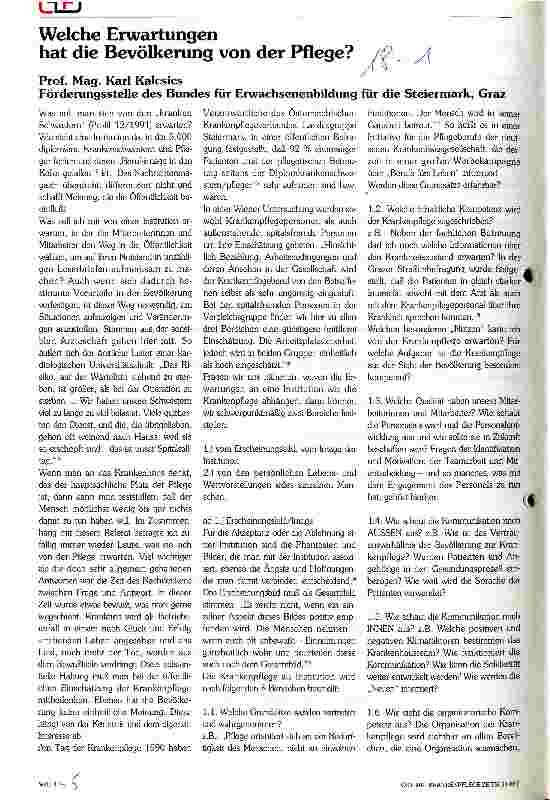 Vorschauseite 1: Welche Erwartungen hat die Bevölkerung von der Pflege?