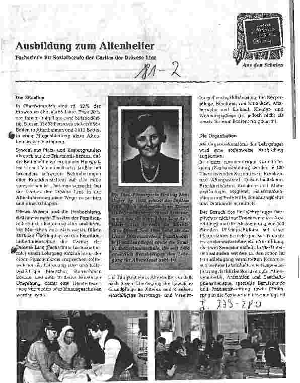 Vorschauseite 1: Ausbildung zum Altenhelfer