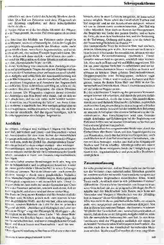 Vorschauseite 4: Trauer im Krankenhaus Gedanken zur Kultur des Umgehens mit Sterben und Tod