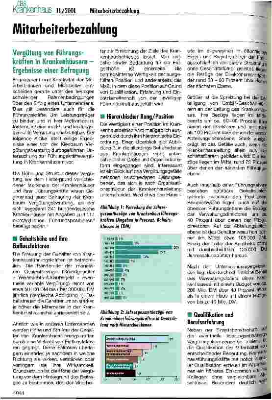 Vorschauseite 1: Vergütung von Führungskräften in Krankenhäusern Ergebnisse einer Befragung