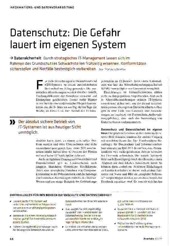 Vorschauseite 1: Datenschutz: Die Gefahr lauert im eigenen System