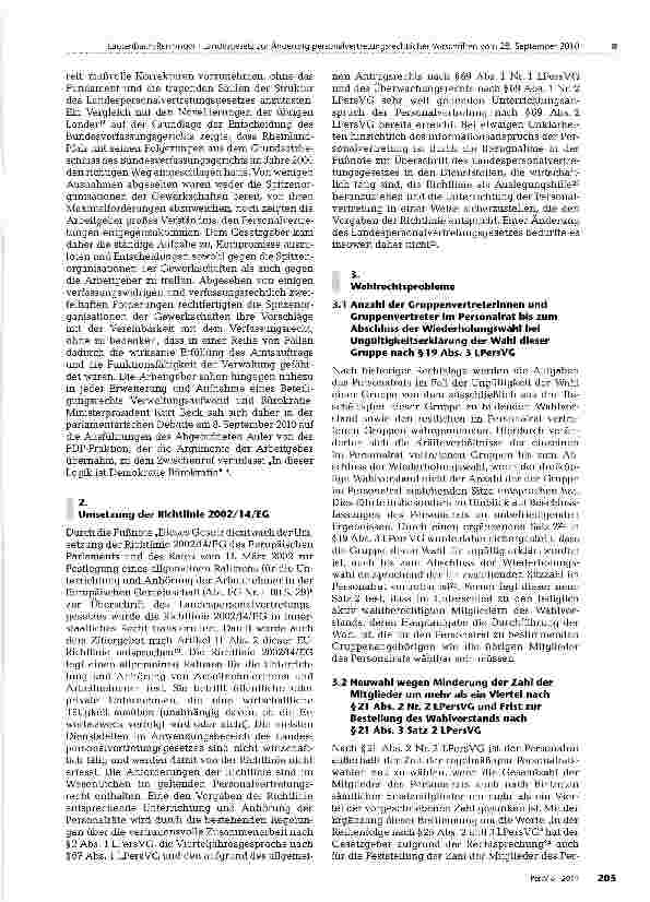 Vorschauseite 2: Landesgesetz zur Änderung personal-vertretungsrechtlicher Vorschriften vom 28. September 2010