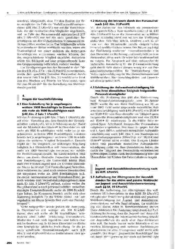 Vorschauseite 3: Landesgesetz zur Änderung personal-vertretungsrechtlicher Vorschriften vom 28. September 2010