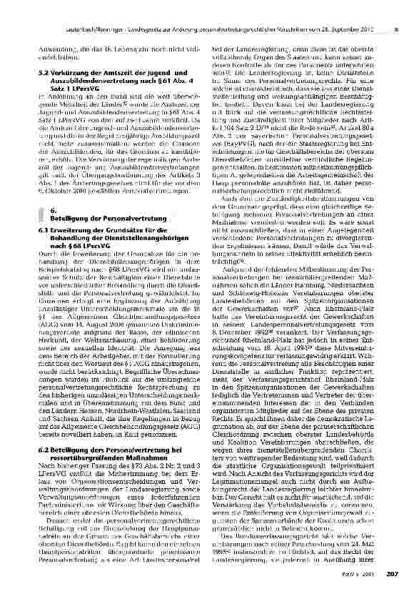 Vorschauseite 4: Landesgesetz zur Änderung personal-vertretungsrechtlicher Vorschriften vom 28. September 2010