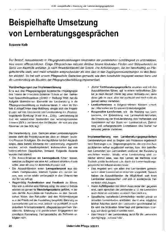 Vorschauseite 1: Beispielhafte Umsetzung von Lernberatungsgesprächen