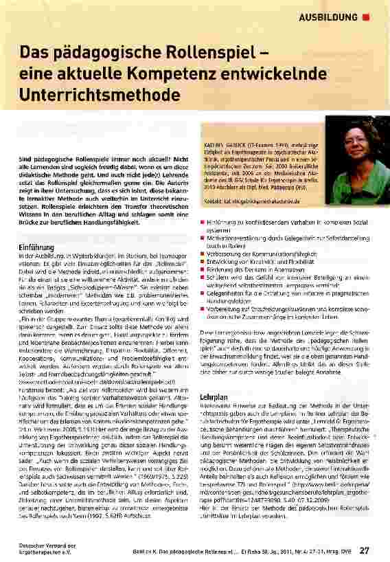 Vorschauseite 1: Das pädagogische Rollenspiel -eine aktuelle Kompetenz entwickelnde Unterrichtsmethode