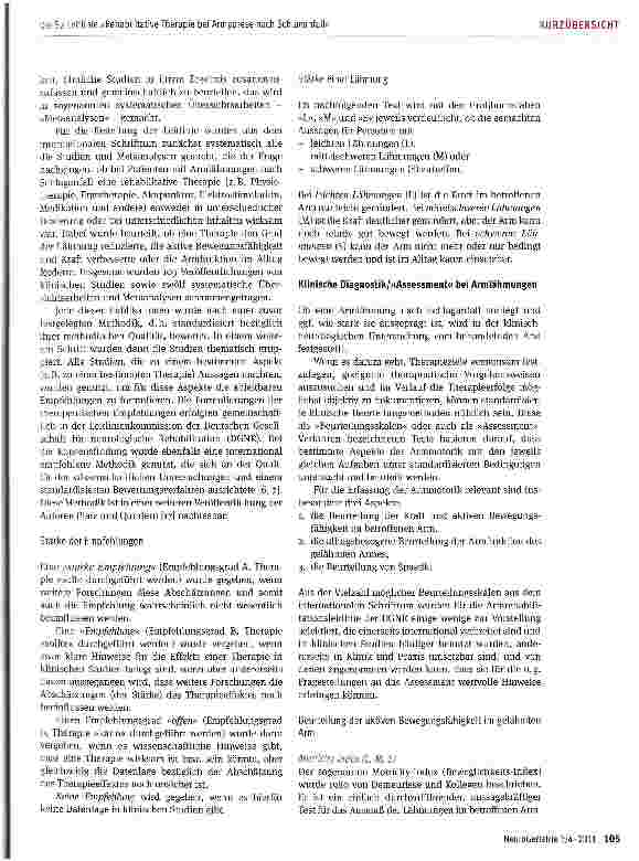 Vorschauseite 2: Die S2-Leitlinie »Rehabilitative Therapie bei Armparese nach Schlaganfall« der Deutschen Gesellschaft für Neurorehabilitation