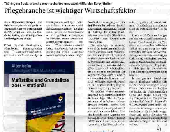 Vorschauseite 1: Pflegebranche ist wichtiger Wirtschaftsfaktor