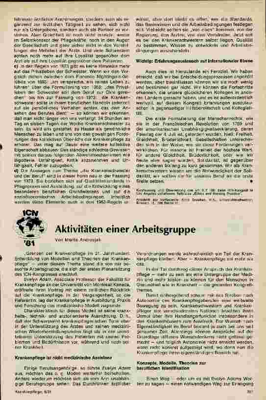 Vorschauseite 1: Aktivitäten einer Arbeitsgruppe