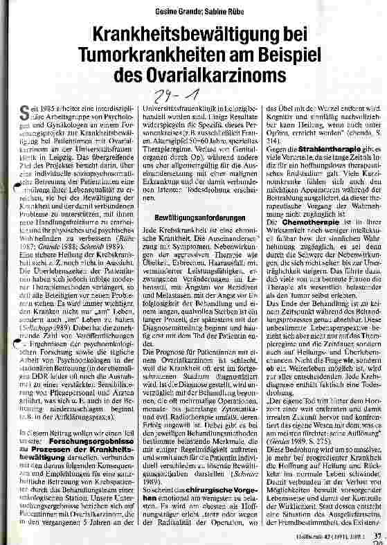Vorschauseite 1: Krankheitsbewältigung bei Tumorkrankheiten am Beispiel des Ovarialkarzinoms