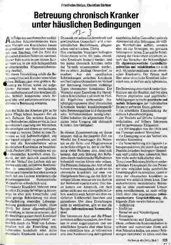 Vorschauseite 1: Betreuung chronisch Kranker unter häuslichen Bedingungen