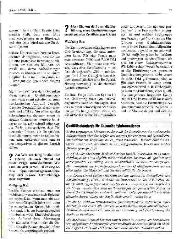 Vorschauseite 3: Interview: Grundsätzliche Überlegungen zur Einführung eines Qualitätsmanagements und dessen Zertifizierung