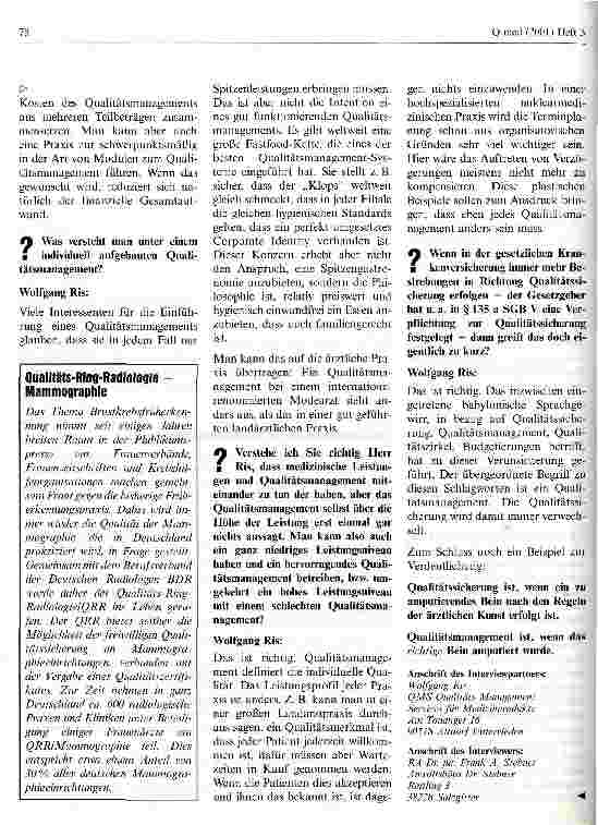 Vorschauseite 4: Interview: Grundsätzliche Überlegungen zur Einführung eines Qualitätsmanagements und dessen Zertifizierung