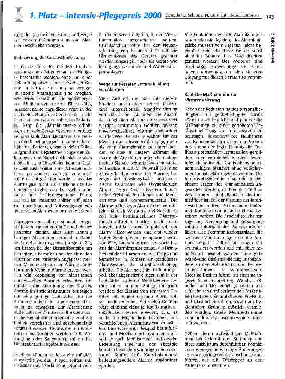 Vorschauseite 2: Lärm auf Internsivstationen und dessen Auswirkungen auf Patienten und Personal