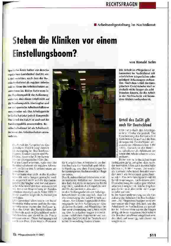 Vorschauseite 1: Stehen die Kliniken vor einem Einstellungsboom?