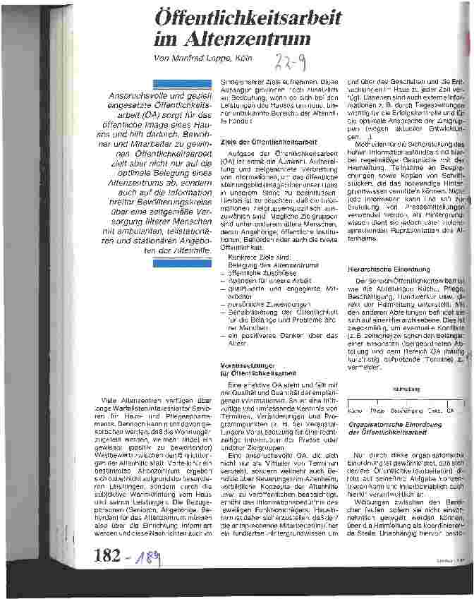 Vorschauseite 1: Öffentlichkeitsarbeit im Altenzentrum