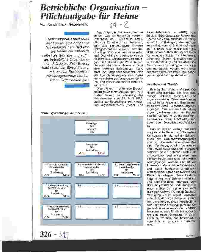 Vorschauseite 1: Betriebliche Organisation - Pflichtaufgabe für Heime