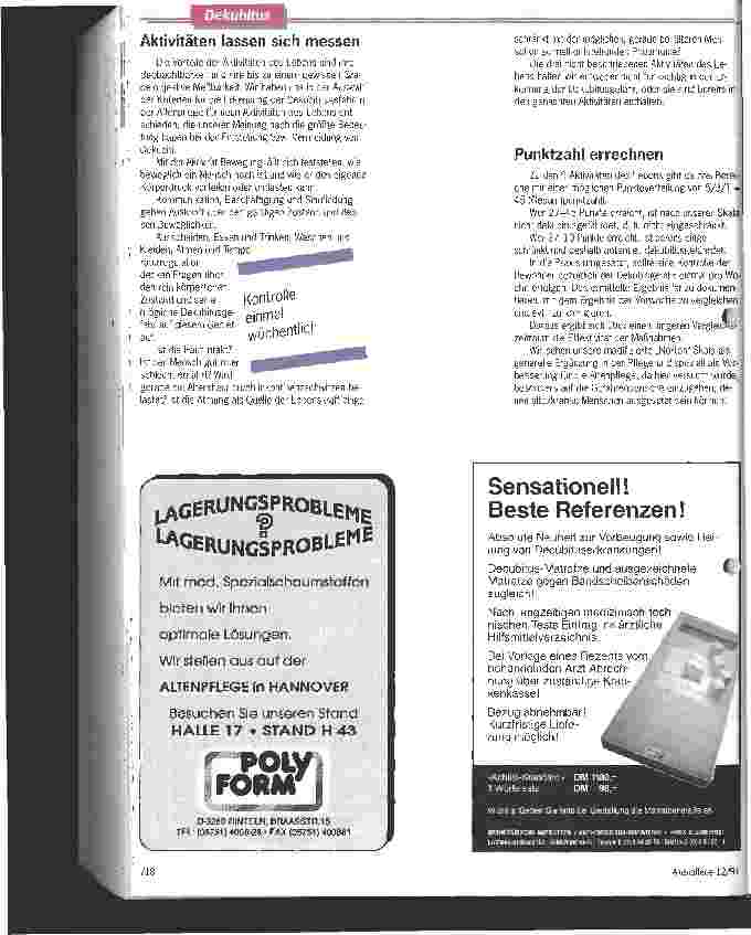 Vorschauseite 2: Mit Norton-Skala gegen Dekubitus Aktivitäten beobachten und messen als sinnvolle Prophylaxe