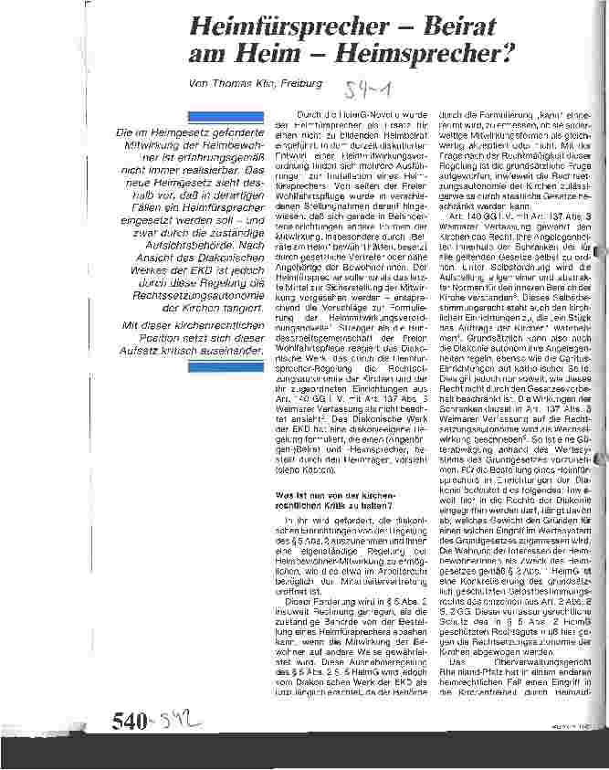 Vorschauseite 1: Heimfürsprecher - Beirat am Heim - Heimsprecher?