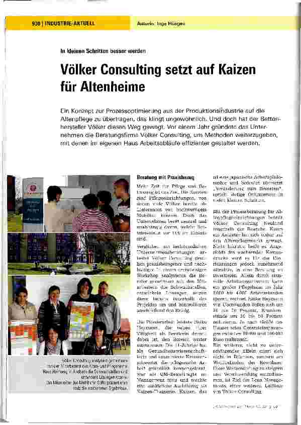 Vorschauseite 1: Völker Consulting setzt auf Kaizen für Altenheime