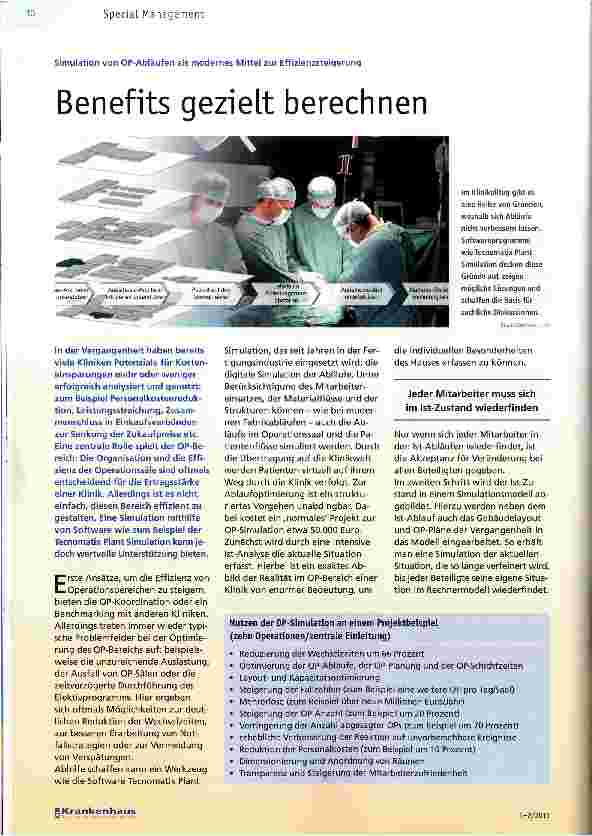 Vorschauseite 1: Simulation von OP-Abläufen als modernes Mittel zur EffizienzsteigerungBenefits gezielt berechnen