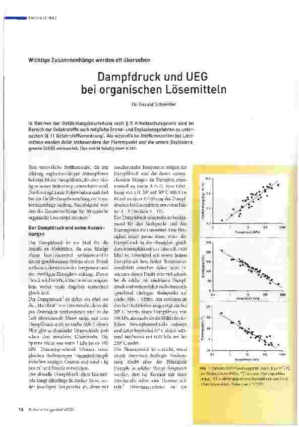 Vorschauseite 1: Dampfdruck und UEG bei organischen Lösemitteln