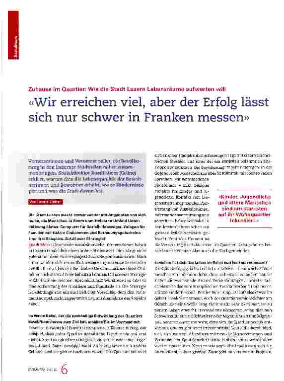 Vorschauseite 1: «Wir erreichen viel, aber der Erfolg lässt sich nur schwer in Franken messen»