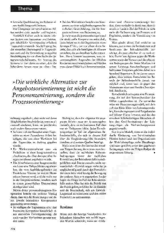 Vorschauseite 3: Agentur für angepasste Arbeit Werkstatt-Träger als Systemanbieter der beruflichen Teilhabe