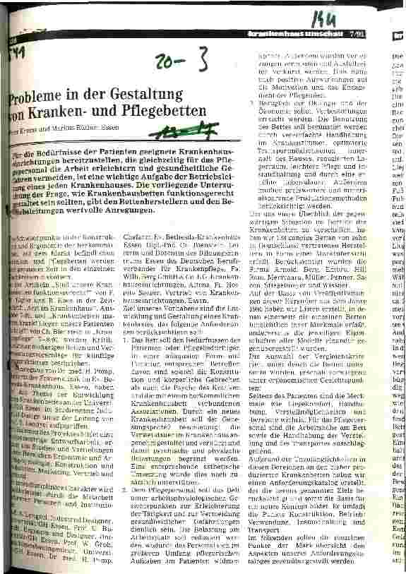 Vorschauseite 1: Probleme in der Gestaltung von Krankenund Pflegebetten