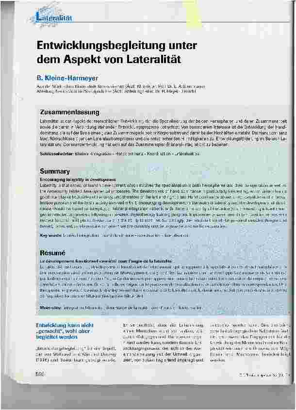 Vorschauseite 1: Entwicklungsbegleitung unter dem Aspekt von Lateralität