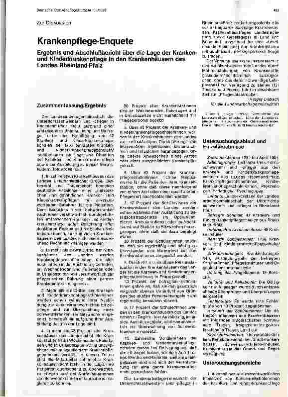 Vorschauseite 1: Krankenpflege - Enquete