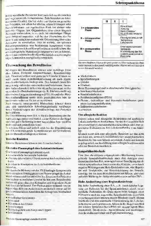 Vorschauseite 2: Die Überwachung von Patienten mit Regionalanästhesie