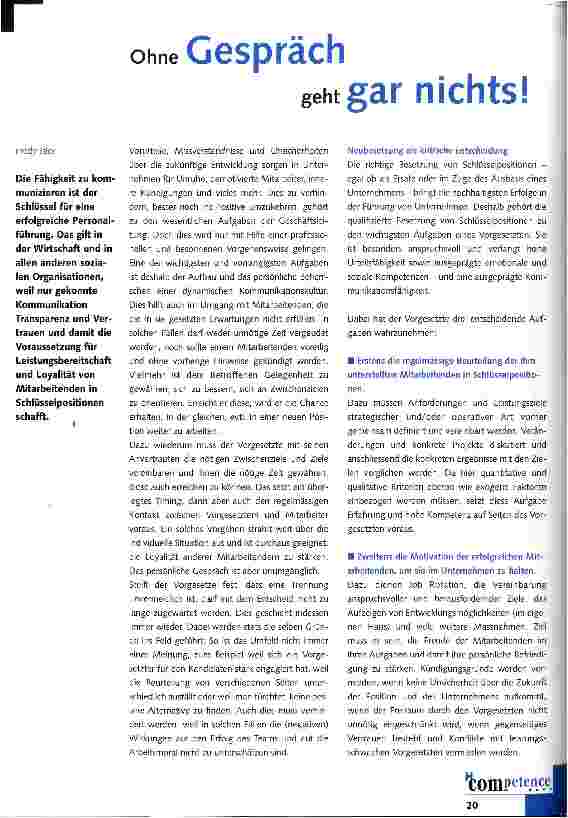 Vorschauseite 1: Ohne Gespräch geht gar nichts!