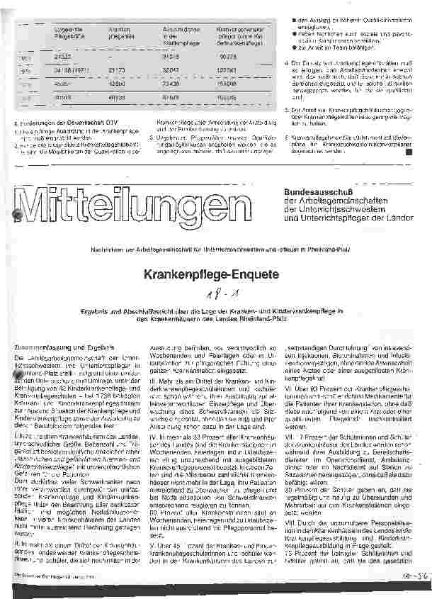 Vorschauseite 1: Krankenpflege-Enquete
