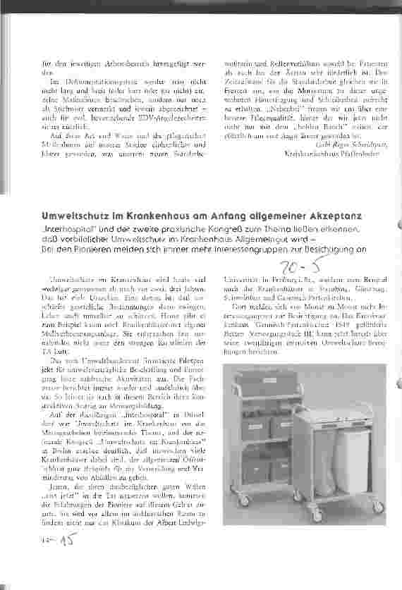Vorschauseite 1: Umweltschutz im Krankenhaus am Anfang allgemeiner Akzeptanz