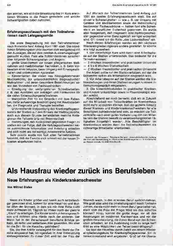 Vorschauseite 3: Wiedereingliederungsmaßnahmen für Kranken und Kinderkrankenschwester