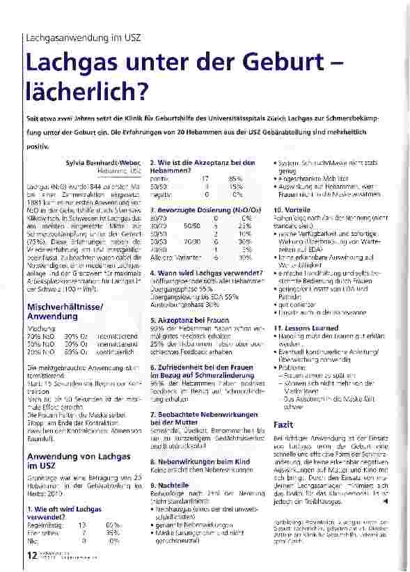 Vorschauseite 1: Lachgas unter der Geburt -lächerlich?
