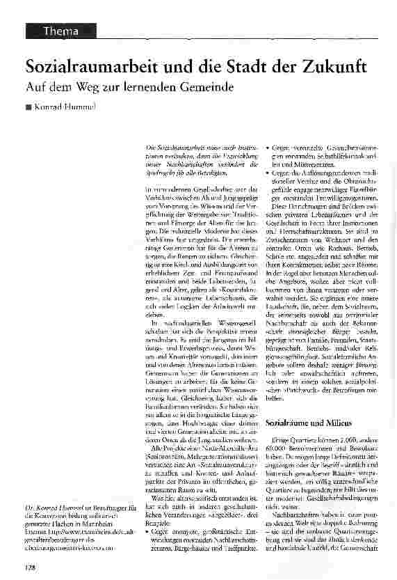 Vorschauseite 1: Sozialraumarbeit und die Stadt der Zukunft