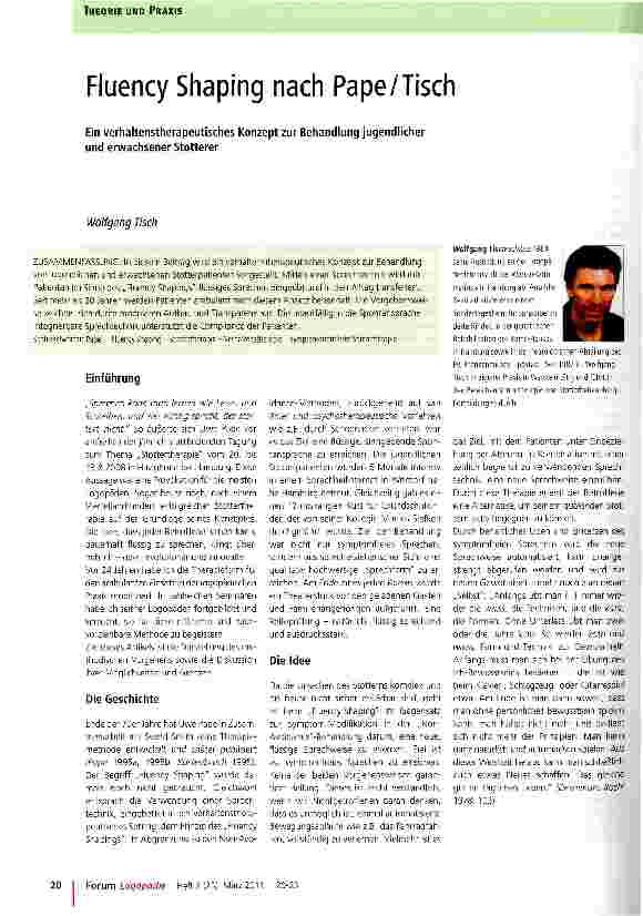 Vorschauseite 1: Fluency Shaping nach Pape/TischEin verhaltenstherapeutisches Konzept zur Behandlung jugendlicher und erwachsener Stotterer