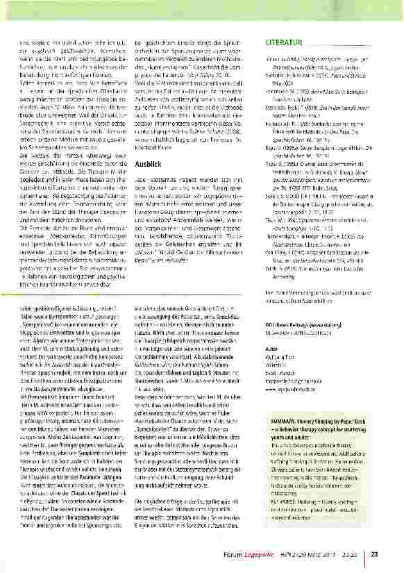 Vorschauseite 4: Fluency Shaping nach Pape/TischEin verhaltenstherapeutisches Konzept zur Behandlung jugendlicher und erwachsener Stotterer
