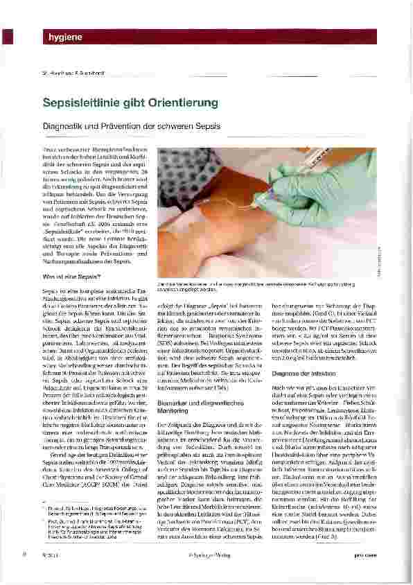 Vorschauseite 1: Sepsisleitlinie gibt Orientierung