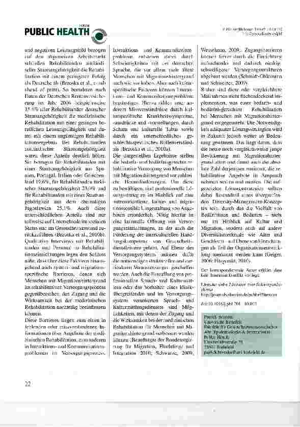 Vorschauseite 2: Zugang und Wirksamkeit bei der medizinischen Rehabilitation für Menschen mit Migrationshintergrund