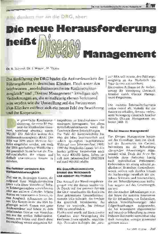 Vorschauseite 1: Die neue herausforderung heißt Disease Management