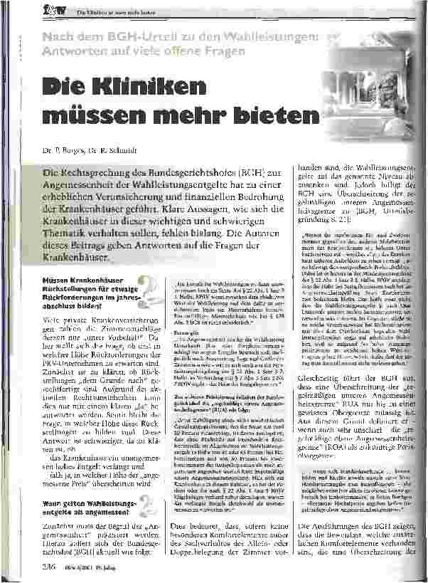 Vorschauseite 1: Die Kliniken müssen mehr bieten